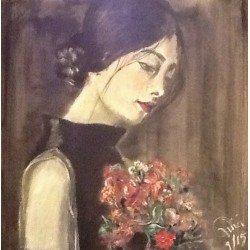 Frau unter den Blumen