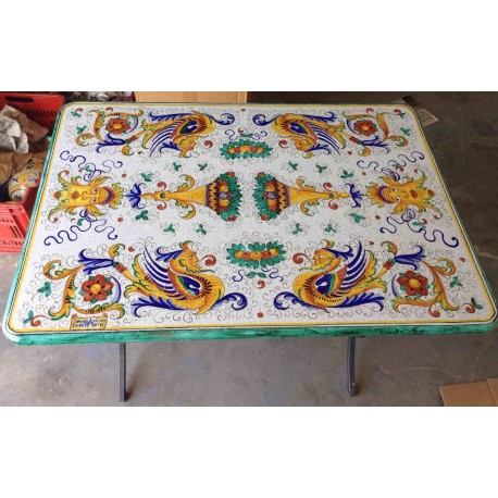 Tavolo rettangolare in ceramica, stile ricco Deruta