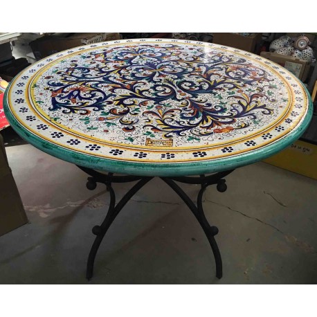Mesa redonda en cerámica Deruta