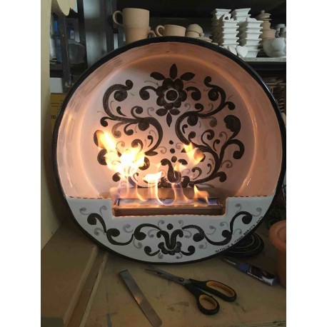 Bio ceramic fireplace hand-painted on plate