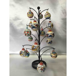 Albero di Natale in ferro battuto con palline in ceramica