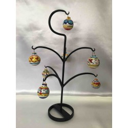 Weihnachtsbaum aus Schmiedeeisen mit 7 Keramikkugeln
