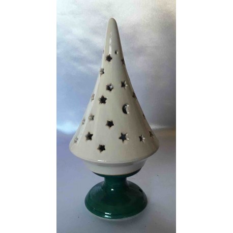 Ceramic candle holder in the shape of a small Christmas tree