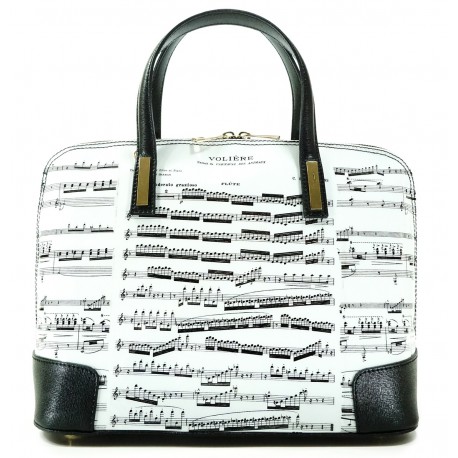 HELENA NEWS HAND BAG IN LEATHER AND GRAPHICS