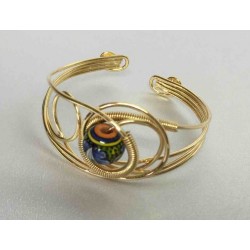 Ceramic, copper and brass bracelet in gold bath