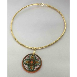Ceramic, copper and brass necklace in gold bath