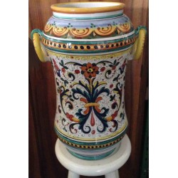 Jarrón artístico de cerámica Deruta, decoración doble