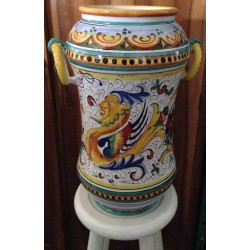 Vase in ceramic Deruta, double decoration