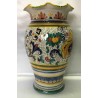 Deruta ceramic vase, crenellated edge, double decoration