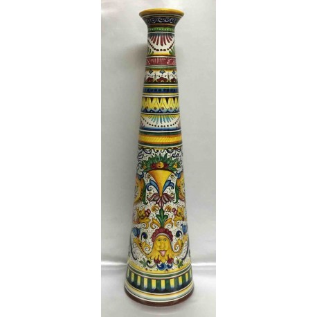 Deruta ceramic vase, smooth edge, narrow neck