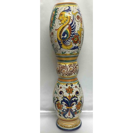 Envase por paragüero o palos de cerámica Deruta, doble decoración