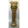 Vase avec colonne en céramique Deruta, bord crénelé