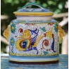 Tureen in ceramic Deruta, handle with lions, with lid