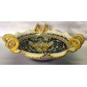 Fruttiera in ceramica Deruta, stile grottesco, con manici