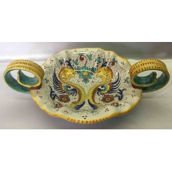 Tazón para la fruta de cerámica de Deruta, estilo raffaellesco, con asas y pies
