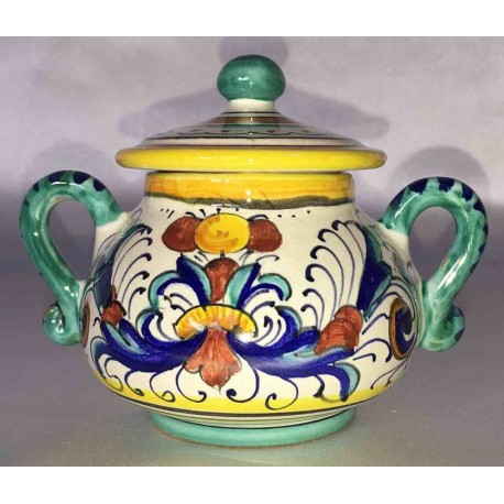 Ceramic Sugar Bowl, Rich Deruta style
