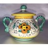 Sugar bowl in ceramic Deruta, floral decor