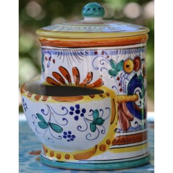 Ceramic bowl for salt or chocolate, Rich Deruta style