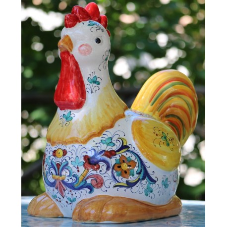 Gallo in ceramica Deruta dipinto a mano