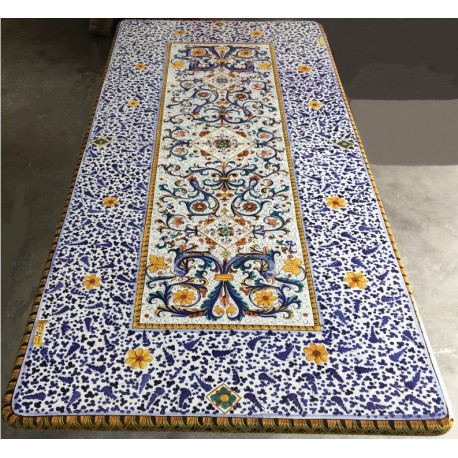 Rectangular ceramic table, rich Deruta style